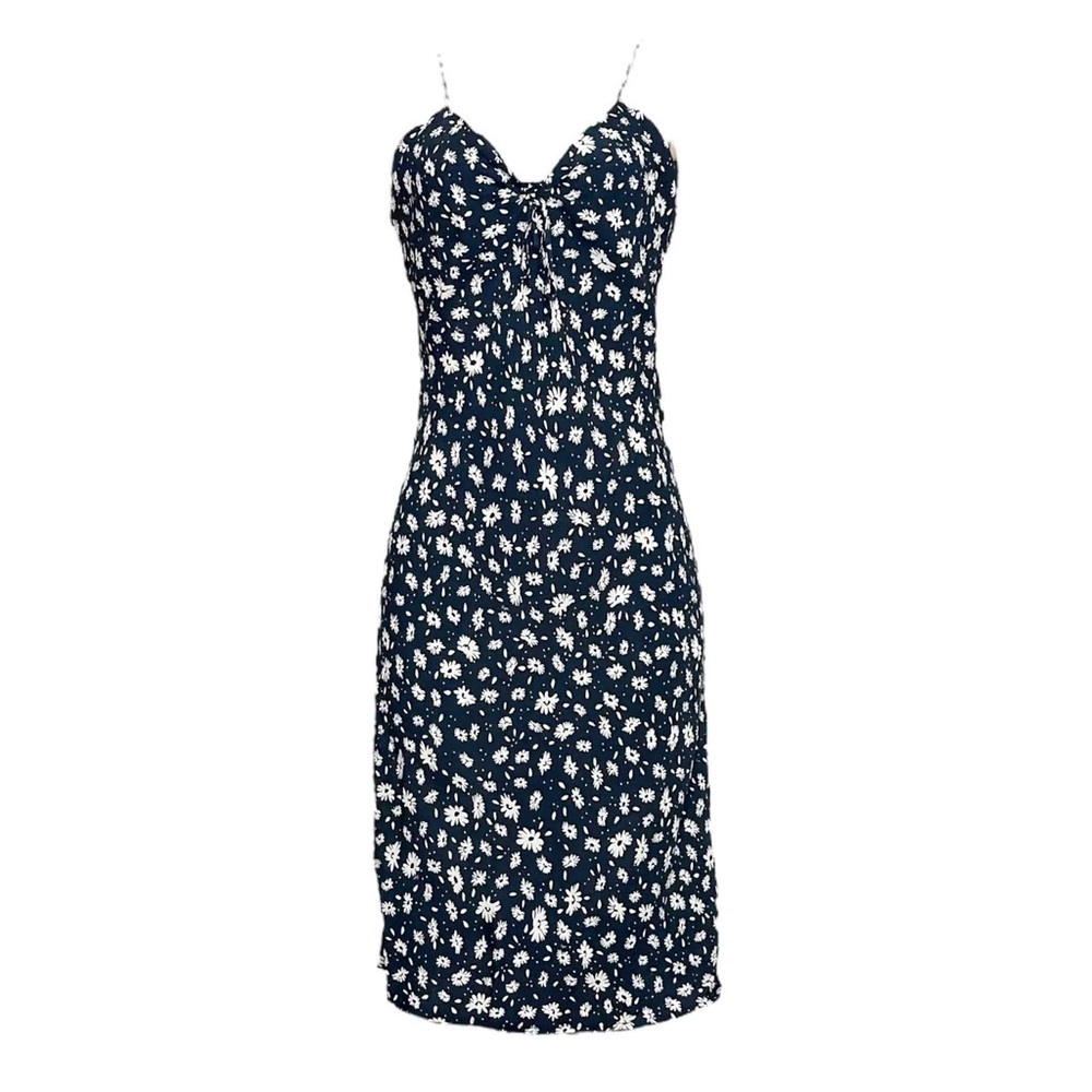 Rouje Navy Floral Slip Midi Dress with White Blooms - Picture 5 of 14